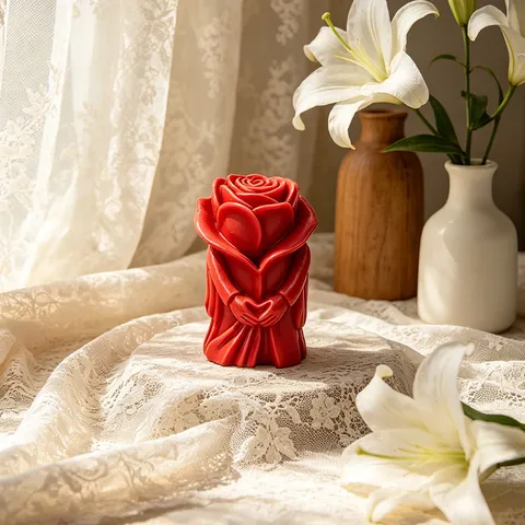 Romantisches Paar Umarmt Rose Herz Duftkerze Silikonform Lebensmittelqualität DIY Handwerk Duftwachs Seifenform Valentinsgeschenk