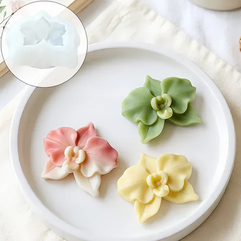Moule en Silicone Orchidée Phalaenopsis 3D pour Bougie Parfumée Savon Fait Main Résine Plâtre Moule à Fleurs Décoratives Outils de Cuisson DIY