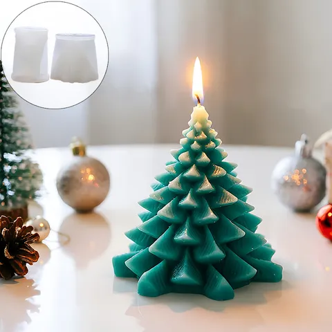 3D Χριστουγεννιάτικο Δέντρο Καλούπι Σιλικόνης για Κεριά Κυματιστό Πλισέ DIY Άρωμα Κερί Καλούπι Γύψου Εορταστικό Στολίδι Εργαλεία Σαπουνιού