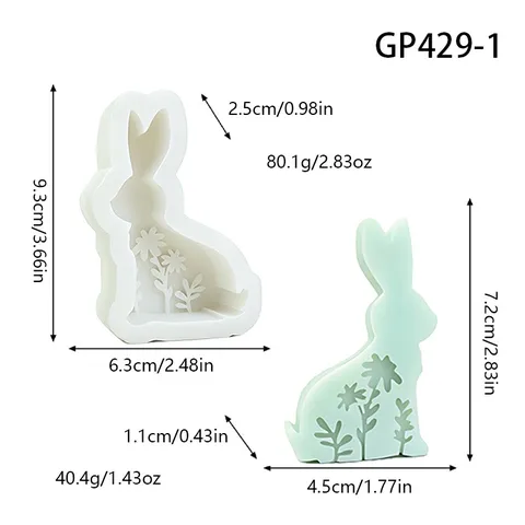 3D Rabbit Silicone Mold With Botanical Pattern For DIY Aromatherapy Candle Plaster Casting Soap Making Crafting Tool Decor