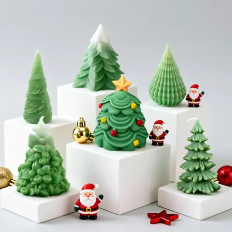 Christmas Tree Silicone Mold For Candle Making 3D Rose Flower Tree Aromatherapy Candle Silicone Mold Xmas Craft Decorative Table Ornament Gift DIY Tools