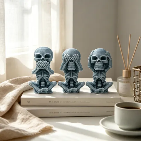 Nordic Abstract Human Portrait Skull Silicone Mold For DIY Handmade Scented Candle Gypsum Resin Craft Ornaments Making Soap Mold