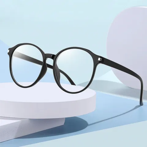 Retro Oversize Rund Anti-Blaulicht-Brille Für Damen Herren Bonbonfarben PC-Rahmen Vollrand Mode Brille