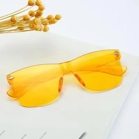 Rimless One-Piece Star Sunglasses Candy Color Party Glasses Punk Street Trendy Eyewear For Birthday Dance Festivals Prom Unisex