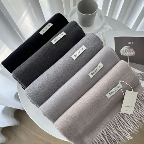 Solid Color Faux Cashmere Scarf Women Winter Warm Long Shawl Tassel Soft Casual Daily Neck Wrap Accessories