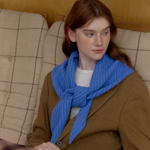 Bufanda Triangular A Rayas De Punto De Maíz De Color Sólido Mujeres Otoño Invierno Estilo Casual Chal Cálido Calentador De Cuello De Moda