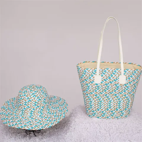 Women Straw Hat Woven Tote Bag Set Summer Beach Vacation Sun Hat Large Capacity Shoulder Bag Casual Holiday