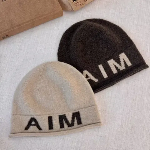 Winter Warm Wool Blend Letter Knit Beanie Hat Soft Slouchy Cold Hat For Women Fashion Casual Daily Headwear