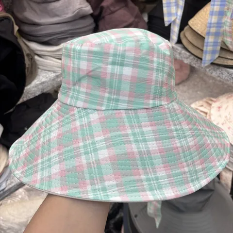 Women's Fashion Wide Brim Bucket Hat Summer Sun Protection Plaid Floral Foldable Casual Fisherman Hat Outdoor Cap