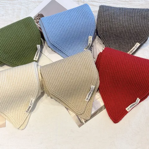Cozy Polyester Chunky Knit Neck Warmer Scarf Autumn Winter Warm Small Thick Needle Cable Knitted Mini Bib Scarf For Men Women
