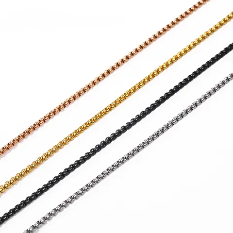 Minimalist Stainless Steel Box Chain Necklace Vacuum Plated Basic Link Chain For Pendant Necklaces Men Women Jewelry Gift