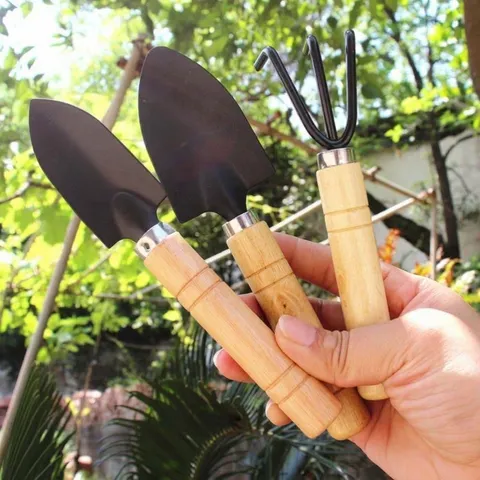 Mini Garden Tool Kit Wood Handle Iron Shovel Rake Spade For Indoor Potted Plants Succulents Planting Soil Loosening Tools