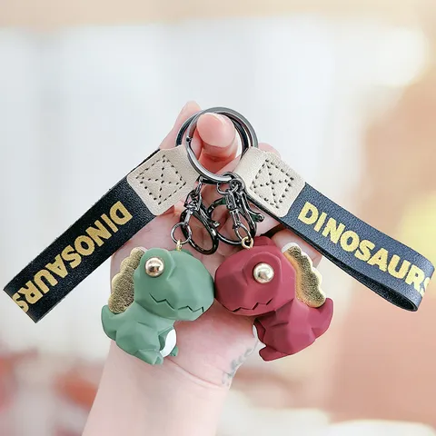 Creatieve Gefacetteerde Geometrische Dinosauriër Sleutelhanger Schattige Hars Cartoon Dier Tas Hanger Auto Sleutelhanger Voor Koppels Cadeau