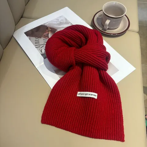 Women Winter Warm Knitted Scarf Soft Solid Color Casual Thickened Neck Warmer Fashion Cozy Scarf Apparel