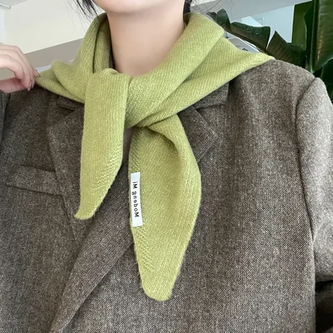 Solid Color Knitted Triangle Scarf Wool Blend Soft Warm Headscarf Fashion Casual Neck Wrap For Women Daily Accessories