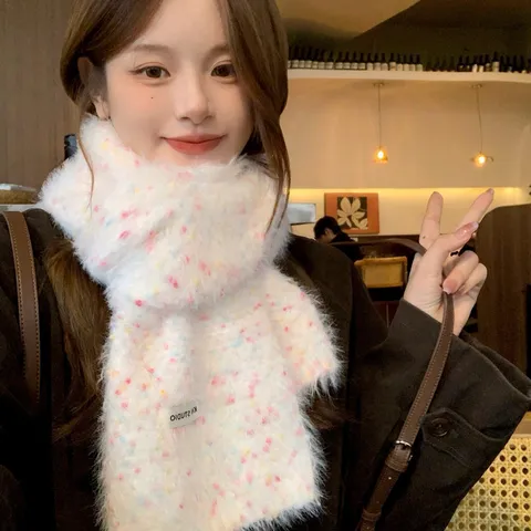 Bufanda de Pelo Sintético de Vison Suave y Cálida de Invierno para Mujer Estilo Coreano Dulce Topos