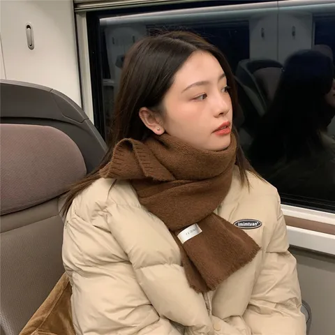 Bufanda Cálida de Invierno Tejida para Mujeres y Hombres Color Sólido Acrílico y Lana Artificial Calentador de Cuello Térmico Suave Moda Casual