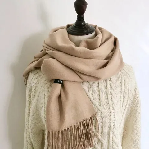 Effen Kleur Winter Lange Sjaal Voor Vrouwen Mannen Verdikte Kaschmir Gevoel Warme Nek Sjaal Kwastje Mode Winter Accessoires