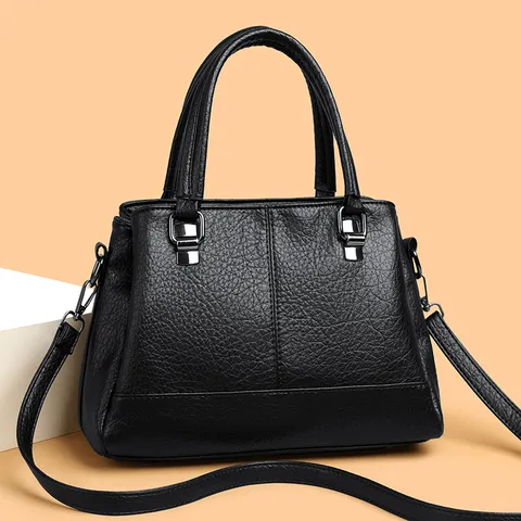 Dames Handtas Met Grote Capaciteit Van Zacht PU Leer Mode Effen Kleur Schoudertas Crossbody Tas Voor Reizen