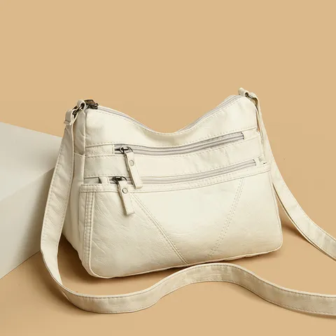 Borsa a Tracolla da Donna in Morbida Pelle PU Casual Grande Capacità Borsa a Tracolla Multi-Tasca Cerniera Borsa della Madre Borsa Giornaliera