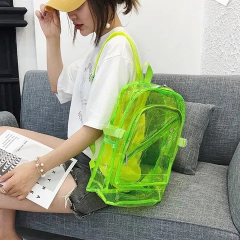 Transparent PVC Waterproof Casual Backpack Large Capacity Minimalist School Bag For Men Women Daily Travel Bookbag