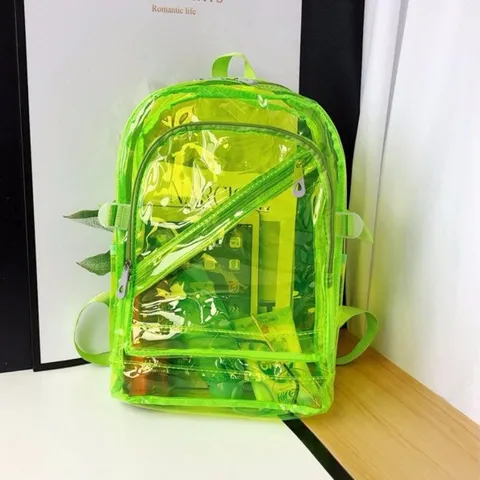Transparent PVC Waterproof Casual Backpack Large Capacity Minimalist School Bag For Men Women Daily Travel Bookbag