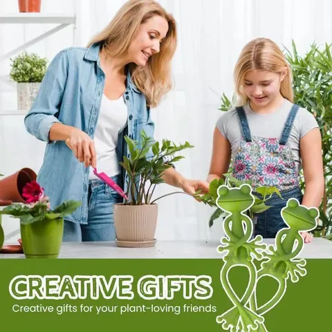 Support de Plante Grenouille Mignon Support de Plante Grimpante Piquet de Jardin en Plastique en Forme d'Animal pour Plantes en Pot