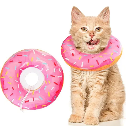 Χαριτωμένο Σχήμα Donut Κολάρο Ανάρρωσης Κατοικιδίου Μαλακό Βελούδο Αντι-Γλύψιμο Ελισαβετιανό Κολάρο