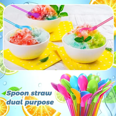 Kreativer Plastik Strohhalm Löffel Zwei in Einem Dualer Zweck Trinkhalm Und Rührlöffel Für Küche Und Bar
