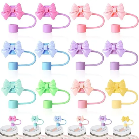 Couvercle de Paille en Forme de Nœud Mignon Anti-poussière Anti-fuite Décoration de Paille