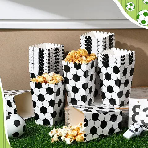 Κουτιά Popcorn Ποδοσφαίρου Χάρτινα Δοχεία Σνακ Για Είδη Πάρτι γενεθλίων με Θέμα το Πδόσφαιρο Μίας Χρήσης Επιτραπέζια Σκεύη