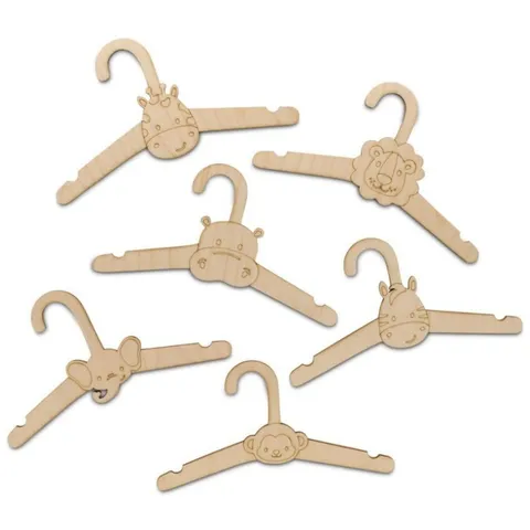 Wooden Baby Kids Clothes Hangers Cute Wild Animal Design Decorative Wardrobe Storage Racks For Nursery Room
