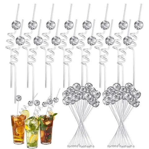 Disco Ball Cocktail Stirrer Plastic Mirror Ball Drink Stirring Rods Party Bar Bartending Tool Beverage Decoration