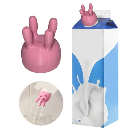 Creatief Roze Koe Uier Melkpak Dop Trechter Nieuwigheid 3D Geprint Plastic Drank Dispenser Flesdop Keukengadget