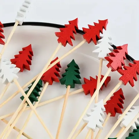 Weihnachtsbaum Obstspieße Bambus Cocktailsticks Bunte Party Lebensmittel Zahnstocher Festliche Dessertdekoration