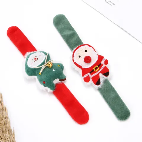 Bracelet Slap de Noël Enfants Cartoon Peluche Père Noël Elque Arbre Fête Enfant Jouet de Poignet