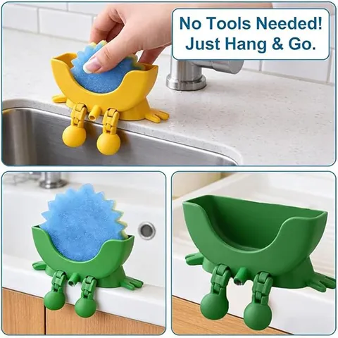 Creative Plastic Sponge Holder Sink Sponge Drain Rack Cute Cartoon Sponge Storage Holder Kitchen Bathroom Organizer