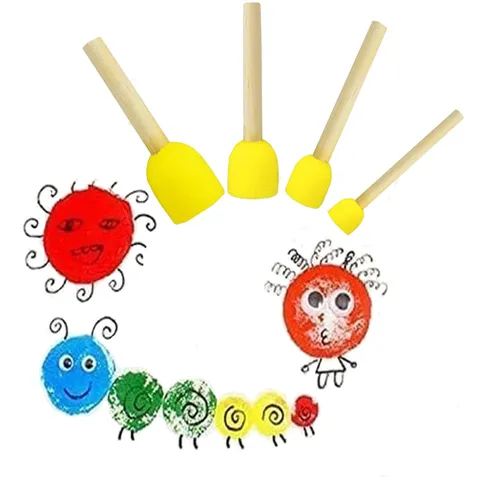 Sellos de Esponja de Hongo para Pintura DIY de Niños Con Mango de Madera Herramientas de Dibujo de Arte Educativo