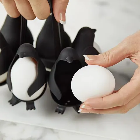Cute Penguin Egg Boiler And Cooker Plastic Egg Holder Stand Multi Function Egg Storage Rack For Kitchen Home