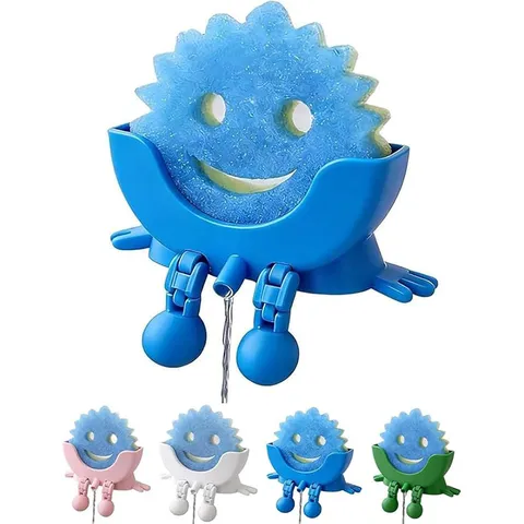Creative Plastic Sponge Holder Sink Sponge Drain Rack Cute Cartoon Sponge Storage Holder Kitchen Bathroom Organizer