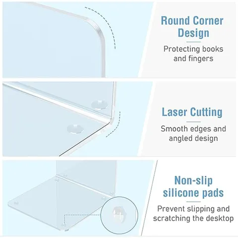 Transparent Acrylic Bookends L Shaped Clear Book Shelf Desktop Document Organizer School And Office Supplies