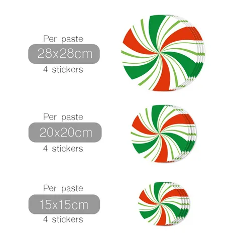Christmas Peppermint Candy Wall Stickers Self Adhesive PVC Removable Wall Murals For Living Room Holiday Party