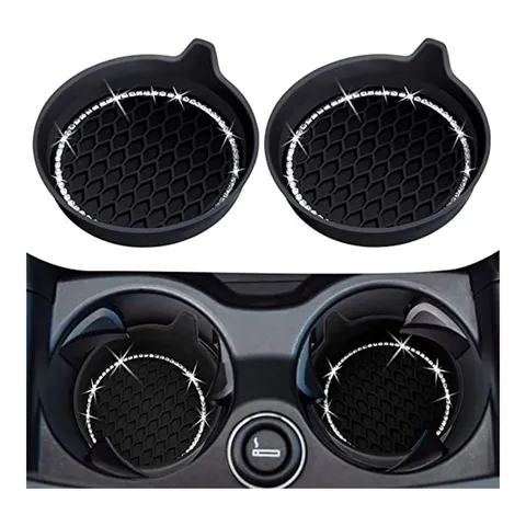 Sottobicchiere per Portabicchieri Auto in Silicone Tappetino Antiscivolo Con Strass Cristallo Accessori Interni Auto Tappetino Impermeabile