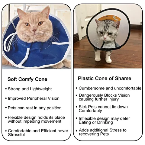 Pet Elizabethan Collar Soft Recovery Cone Adjustable Non-Woven Fabric Anti-Lick Neck Ring For Cats Dogs