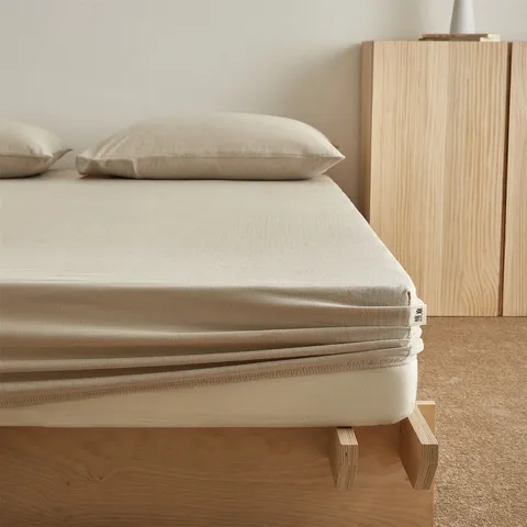 Baumwoll-Leinen Spannbettlaken Matratzenschoner Einfarbig Atmungsaktives Bettlaken Einfaches Zuhause Schlafzimmer Bettwäsche Bezug