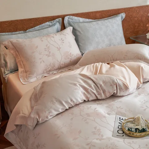 Luxury Lyocell Tencel Cotton Bedding Set Jacquard Cooling Skin Friendly Soft Bedroom Duvet Cover Bed Sheet