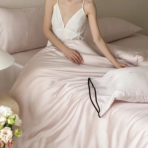 Summer Silky Tencel Bedding Set Ice Silk Cooling Duvet Cover Bed Sheet Pillowcases Jacquard Design Home Bedroom