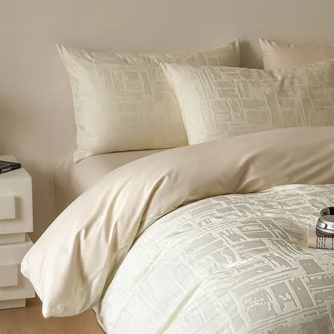 Cotton Jacquard Bedding Set Reactive Printing Minimalist Soft Breathable Duvet Cover Bed Sheet Pillowcases