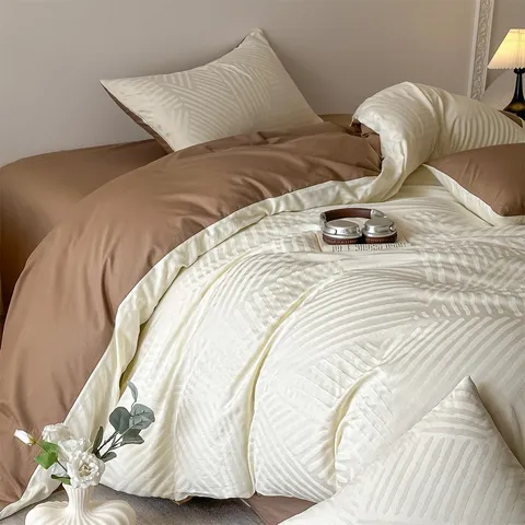 Cotton Jacquard Bedding Set Reactive Printing Minimalist Soft Breathable Duvet Cover Bed Sheet Pillowcases