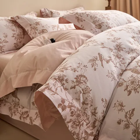 Katoen Digitaal Bedrukt Geborsteld Beddengoed Set Bloemenpatroon Zacht Comfortabel Dekbedovertrek Laken Kussenslopen Voor Slaapkamer Thuis